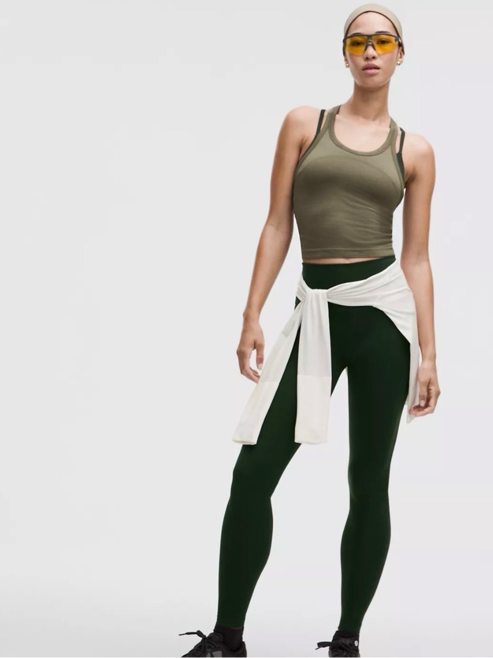 Lululemon Olive Green Racerback Crop Tank Top size S